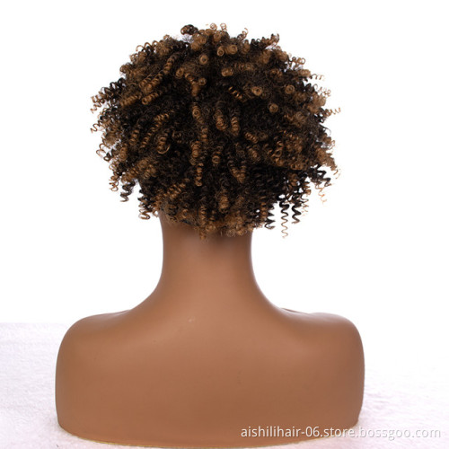Stort afro kinky curly headband wigs wholesale ombre brown heat resistant fibre synthetic hair headband wigs for black women